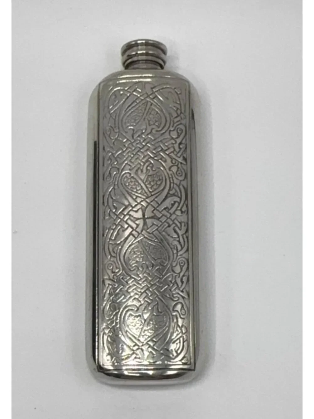 Scottish Piper Pewter Celtic Knot Slim Hip Flask Engraved Made in UK Box Funnel